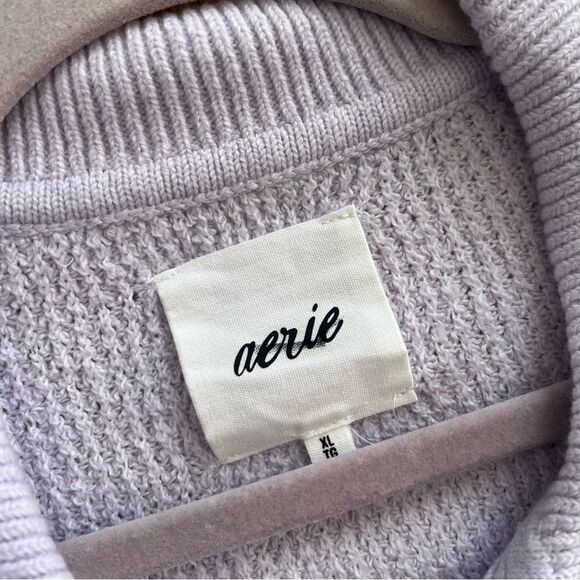 Aerie waffle knit cozy up polo sweater in lavender women’s size XL - Picture 3 of 7